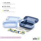 Ello 2-Pack Lunch Stack Plastic Food Storage Container Bento Box with Airtight, Leak-Proof Locking Plastic Lids and Silicone Base, BPA-Free, Freezer, Microwave, and Dishwasher Safe, Blueberry - color: Blueberry