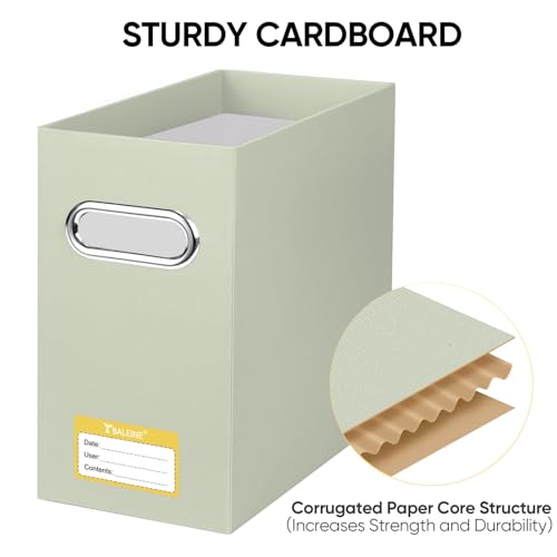 BALEINE File Organizer Box, Cardboard File Folder Organizer with Handle for Letter Size, Portable Collapsible Hanging Filing Box for Home Office Document Storage (4 Pack, Beige) - color: Beige, style: 4PK