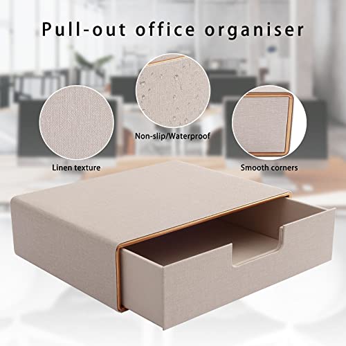 Stackable Drawer Organizer PU Leather Classic Handmade,Organize Home Office Desk Accessories and Sort Letter-Size Paper/a4 Document,Desk Caddy with Drawers Storage Box,13.1x10x3.7inches,Beige - color: Beige