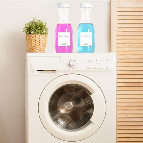 54 OZ Laundry Detergent Dispenser, Laundry Soap Dispenser, Liquid Laundry Detergent Container and Organizer, Clear Plastic Fabric Softener and Laundry Powder Dispenser for Laundry Room, 2Pack - color: 2p