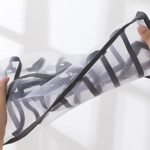 Foldable Underwear and Socks Organizer Storage Box with Dividers, Breathable Nylon Mesh Closet Drawer Organizer for Ties, Scarves, Accessories, Space Saving Wardrobe Storage Solution, White