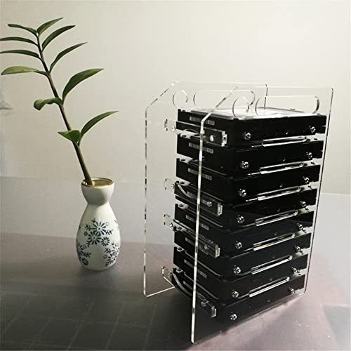 Hard Drive Bay Holder 3.5'' Multi-Layers Hard Disk Bracket HDD Mounting Bracket Kit, Transparent Mechanical Hard Disk Box Storage Organizer Case Rack with Cooling Fan Space (8 Layers) - style: 8 Layers