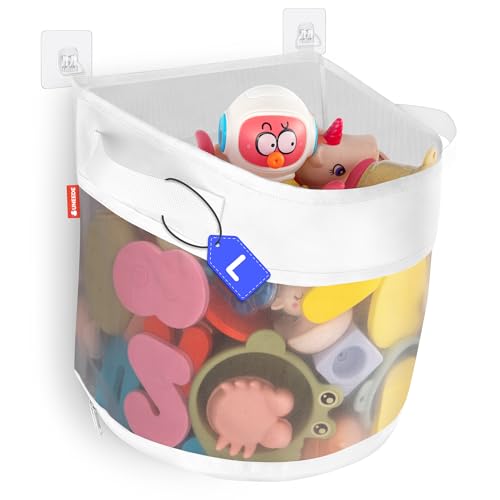 UNEEDE Bath Toy Organizer,4.15 Gallons Bathtub Toy Storage Organizer,Quick Access Bath Toy Holder For Bathtub,Baby Organizer And Storage,Quick Dry Baby Bath Toy Storage For Tub,Mesh Shower Caddy(Gray) - style: Gray