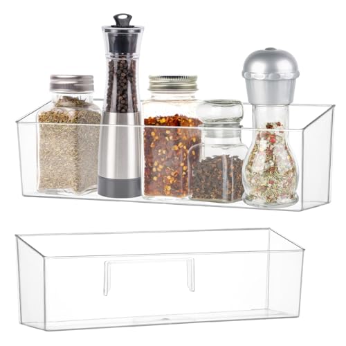 2 Pack Spice Rack, Spice Organization for Cabinet, Storage Organizer Bins, Clear Plastic Seasoning Jars Rack Condiment Bottles Shelf Makeup Organizer for Kitchen Cabinet Doors Pantry RV Organization - color: 2 Pack