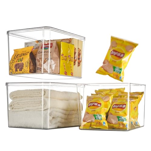 Clear plastic storage bins with LIDS,storage containers for snacks, cosmetics, books, dog food, Storage Organizer for Nursery，Kitchen, Living room,Bedroom, Bathroom, Office (clear, 3XL) - color: clear, size: 3XL