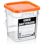 Baderke Battery Disposal Container Battery Recycling Container 1.32 Gallons Capacity Dry Cell Storage Recycling Bin with Label(Orange,Square) - color: Orange