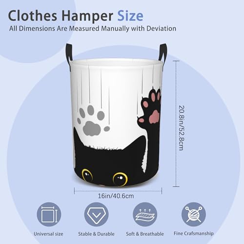 Laundry Basket, Dirty Clothes Basket, Foldable Waterproof Oxford Cloth Storage Basket for Bedroom, Bathroom, Clothes,Large Storage Basket Home Decoration(Black Cat) - color: Black Cat,Cute Funny Cat