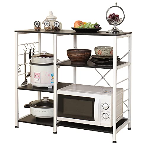 soges Kitchen Standing Baker's Rack, Utility Microwave Oven Stand, Multi-Layers Kitchen Storage Cart Workstation Shelf, Coffee Cart, Black - color: Black