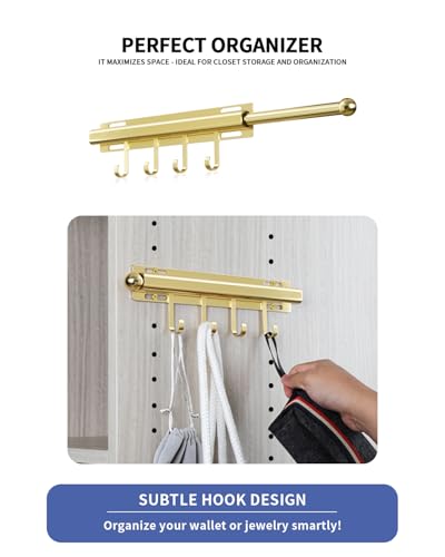 BaiNong 12 inch Valet Rod for Closet Pull Out Closet Valet Rod Slide Out Gold Valet Rods for Closets Telescopic Closet Rod - color: Gold, size: 12 Inch