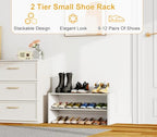 2 Pack 2 Tier Small White Shoe Rack For Closet, Stackable Shoe Shelf Organizer for 18 -24 Pairs of Shoes, Small Shoe Storage Organizer for Entryway, Hallway,Living Room, Bedroom, Size 28.5"* 11" * 13" - size: 2 Pack (28.5" Long)