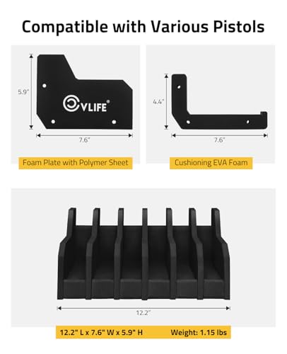 CVLIFE Foam Pistol Rack for Gun Safe Shelf Pistol Holder Gun Safe Cabinet Accessories Handgun Rack Pistol Stand for Storage - size: 6 Slots