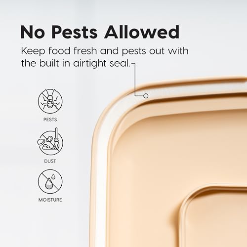 IRIS USA Dog Food Storage Container, Airtight Lid, Up to 13 Pounds Pet Food Storage, Versatile Pet Food Bin, Treats, BPA Free, Almond - color: Almond