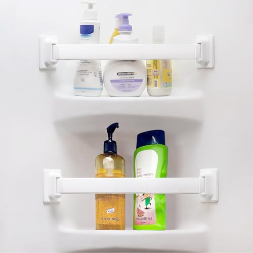 Safoner Adjustable RV Shower Corner Storage Bar- Durable Aluminum RV Corner Caddy for Shower Organization- Perfect for Travel Trailer, Camper Inside Storage and Organization- 2 Packs - size: 2 Packs