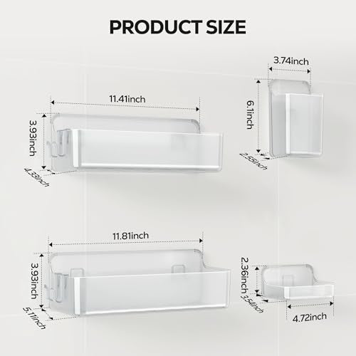 Nieifi Adhesive Wall Shelf, Shower Shelves, Shower Organizer for Bathroom Organization (A-Clear, 4 pieces) - color: A-Clear, size: 4 pieces