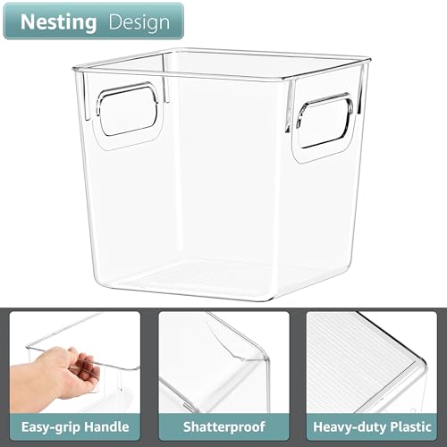 Sorbus 4 Pack Small Clear Plastic Storage Bins, Clear Organizer Bins with Handle for Kitchen, Pantry, Cabinet, Refrigerator, Craft, Toys, Clothes, Closet, Under Sink, Bathroom Organizers and Storage - size: Small, style: 4 Pack
