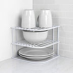 Home Basics 3-Tier Kitchen Corner Counter Shelf and Cabinet Organizer Heavy Duty Wire Shelf in White