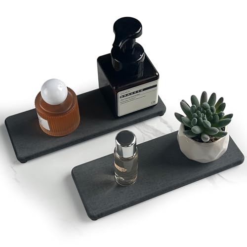 NiuYichee 2 Pcs Water Absorbing Stone Trays, Kitchen/Bathroom Sink Soap Dish, Diatomite Tray Used for Hand Soap & Cosmetic Bottles in The Modern Home, 3.15" W x 8.7" L, Dark Gray - color: Dark Gray, size: 8.7" x 3.15"