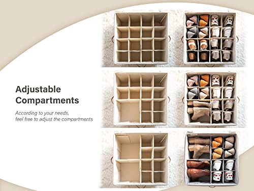 StorageWorks Shoe Organizer for Closet, Fits up to 16 Pairs, Shoe Cubby Storage Containers with Adjustable Dividers and Clear Cover, Black - color: Black, size: Medium