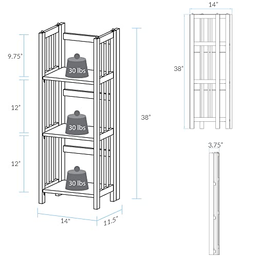 Casual Home Narrow 3-Shelf Folding Bookcase, 14" Wide, Mahagony - color: Mahogany