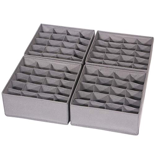 DIOMMELL 4 Pack Foldable Cloth Storage Box Closet Dresser Drawer Organizer Fabric Baskets Bins Containers Divider for Clothes Underwear Socks Lingerie Clothing, M Grey 40-0000 - color: Grey