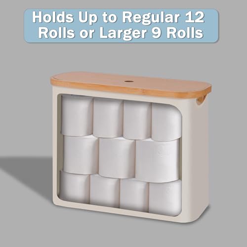 efluky Toilet Paper Basket, Toilet Paper Storage with Lid, Toilet Paper Organizer for Bathroom, Free Standing Toilet Paper Holder with Storage, Beige - color: Beige