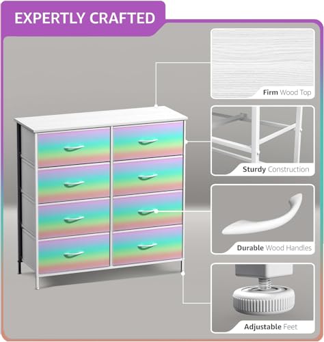 Sorbus Kids Dresser with 8 Drawers - Storage Unit Organizer Chest for Clothes - Bedroom, Kids Room, Nursery, & Closet (Rainbow, 31.5 x 12 x 32-8 Drawer) - color: Colorful, style: 8-Drawer