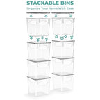 Sorbus Small Clear Plastic Storage Bins With Lids - Stackable Organizers for Toys, Clothes, Medicine, Makeup, Closet, Art Supply, Bathroom, Shoes (8 Pack) - size: Small, style: 8 Pack