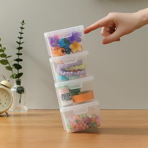 10-Pack Small Plastic Containers with Lids, Clear Stackable Storage Boxes & Bins Organizer for Bead Organizer, Craft Storage, Stickers, Jewelry & Small Items – Square Small - size: Clear Square Small - 10 Pack