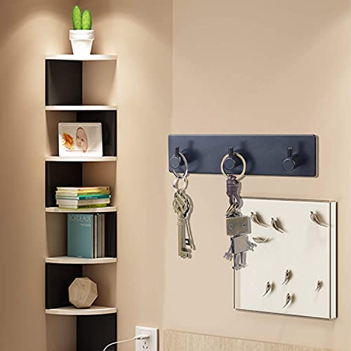 Key Holder (3 Hooks) - Sturdy Self Adhesive Stainless Steel, Matte Black, Wall Mount, Damage Free, Extra Thick, for Keys and Masks, Entryway, Hallway - color: Matte Black