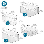 iDesign Stackable Plastic Handle Bin Assortment Set - Storage Organizers for Kitchen, Fridge, Pantry, Home -18 Pack, Clear - style: Pack of 18