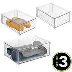 mDesign Plastic Stackable Closet Storage Organizer Bin Containers with Front Pull Drawer for Cabinet, Desk, Shelf, Cupboard, or Dresser Organization - Lumiere Collection - Set of 3 - Clear - size: Mixed Sizes (Pack of 3)