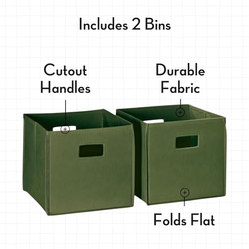 RiverRidge Folding Storage Bins with Handles Olive Cube Storage Organizer for Closet, Bedroom & Playroom - Closet Organizers and Storage Set of 2 - color: 2 Olive Bins