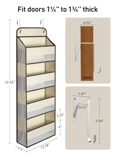 Yecaye Hanging Over the Door Organizer 1 Pack, 35.2lbs Load Toy Stuffed Animal Storage, Swing-proof Bathroom Organizers and Storage for Nursery Newborn Baby Essential Stuff Beige - color: Beige, size: 4 Tier