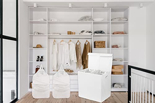 Simple Houseware Double Laundry Hamper with Lid and Removable Bags, White - color: White