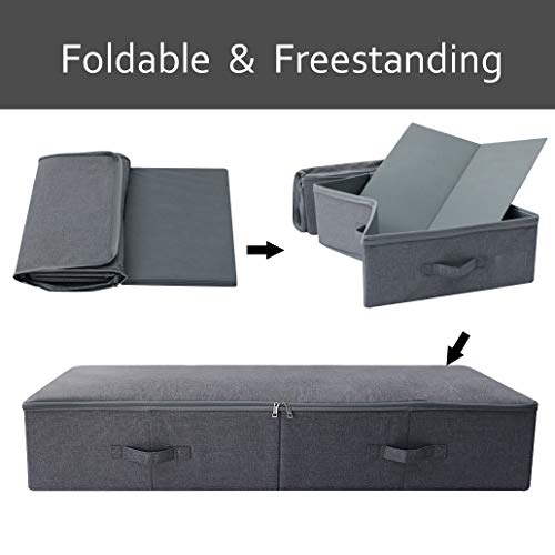 Pack of 2, 100cm Extra-Long Underbed Storage Boxes with Zip Lid – for Blankets, Clothes, Shoes | Washable, Foldable & Sturdy Honeycomb PP Board | Fits Queen/King Bed, Dorm, Closet (Black Gray) - color: Black Gray,2pcs