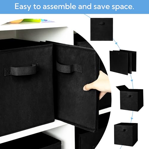 Cupic Cupid 11 Inch Storage Cube, Fabric Cube Storage Bin with Handles, Storage Cube Organizer for Clothes and Toys, Collapsible Cube Bins for Closet, Shelves, Nursery, 6-Pack, Black - color: Black, size: 11 Inch