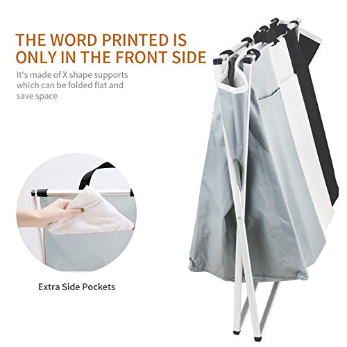 Nicesail 3 Section Laundry Basket Printed Dark Light Color, Foldable Hamper/Sorter with Waterproof Oxford Bags and Aluminum Frame, Washing Clothes Storage for Home, Dormitary Multicolored - size: 3 sections