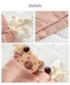 Cotton Baby Bedside Hanging Storage Bag,2 Pockets Organizer for Baby Cribs and Toys (Pink) - color: Pink