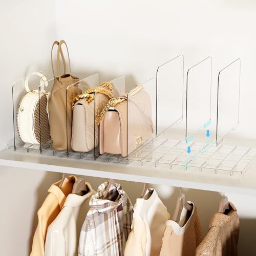 Bag & Purse Organizer for Closet Stackable Acrylic Shelf Dividers for Closet Organization, Clear Handbag Purse Storage Organizer Divider, Keep Clutch, Wallet, Pocketbook Upright, 2 Pack - size: 2 Set