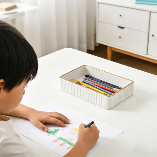 PU Leather Valet Tray,Desk Organizer Tray Nightstand Organizer Trinket Dish Storage Key Bowl Decorative Trays for Phone Wallet Jewelry Watch,Bathroom Bedroom Perfume Vanity Trays,Cream White - color: Cream