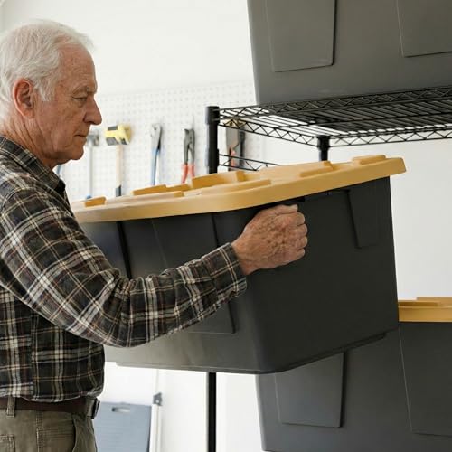 MonsterRAX 5-Tier Side-Load Heavy Duty Garage Slide Bin Storage Rack for 27-Gallon Totes. Industrial metal organization, 250lb capacity, NSF Certified. (Bins not included) (Black) (Black) - color: Black