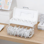 Large Cable Organizer Box with Lid, Plastic Cord Storage Case with Handle and Wire Ties for Home Office, Phone Charger, Art Crafts, Stationery - size: 1 Pack