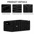 Small Wicker Baskets, Wicker Woven Storage Basket Toilet Paper Baskets with Handles, Towel Basket for Bathroom Organizing Shelves (Black) - color: Black