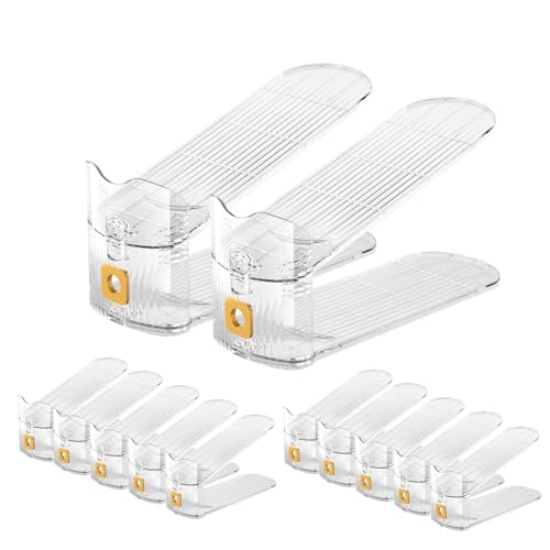 CiBiZi Clear Shoe Slots Organizers 12Pack Shoe Stacker Organizer for Closet Shoe Stackers for a Pair of Shoes Shoe Display Shelf Shoe Rack Holders Space Saver Organizador de Zapatos (Clear) - color: Clear, size: 12 Pack