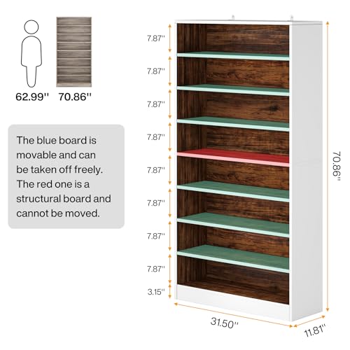 Tribesigns Tall Shoe Cabinet, 9 Tiers 40-45 Pairs Heavy Duty Wood Freestanding Shoe Storage Cabinet, 70.8'' Tall Shoe Cabinet with Open Storage for Entryway (1, White/Brown) - color: White/Brown