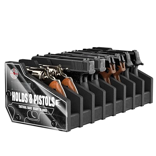 Foam Pistol Rack for Gun Safe Pistol Holder for Storage, Gun Cabinet Accessories for Pistols Revolvers, Fits Most Handguns - size: 8 Slots