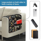 Boho Mandala Dragonfly Print Sofa Armrest Organizer, Couch Armrest Cover for Recliner with Side Pocket Stain Resistant Armchair Slipcover for Couch, Remote Controls Holder - color: Boho Mandala Dragonfly
