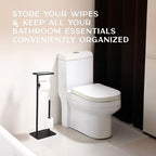 Day Moon™ - Toilet Paper Holder - Modern Roll Holder for Bathroom - 1 Pack - Free Standing - with Shelf, Black - color: Matte Black, size: Free Standing 1 Pack