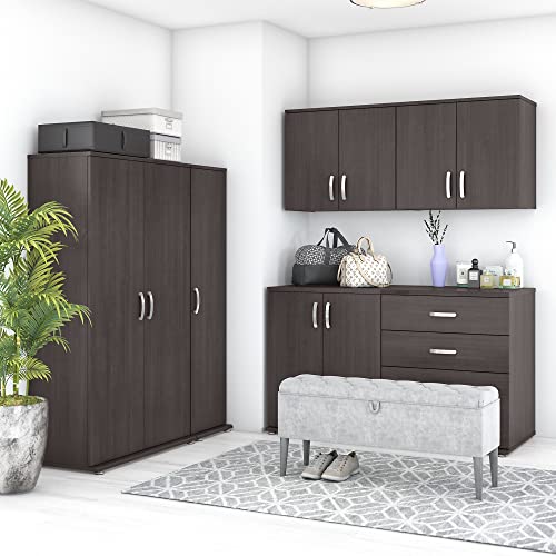 Bush Business Furniture Universal 6 Piece Modular Closet Storage Set with Floor and Wall Cabinets in Storm Gray