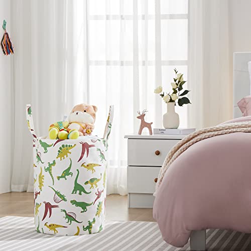 Large Storage Basket for Girls and Boys, Collapsible Laundry Hamper with Long Handles, Toy Bins for Nursery, Kids Room Décor (Green Dinosaur) - color: Green Dinosaur, size: 1 Pack